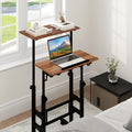 Height-adjustable Mobile Standing Desk with Split Top and Adjustable Angle-Walnut - Walnut - Laptop Tables & Printer