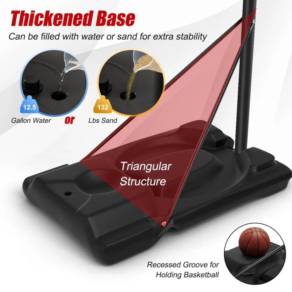 Height Adjustable Portable Shatterproof Backboard Basketball Hoop with 2 Nets - Black - Sport Equipments