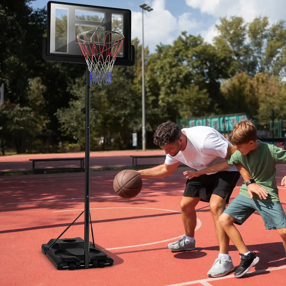 Height Adjustable Portable Shatterproof Backboard Basketball Hoop with 2 Nets - Black - Sport Equipments