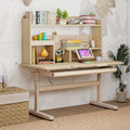 Height Adjustable Writing Table with Tilt Desktop and Retractable Book Stand-Yellow - Yellow - Kids Table & Chair Sets