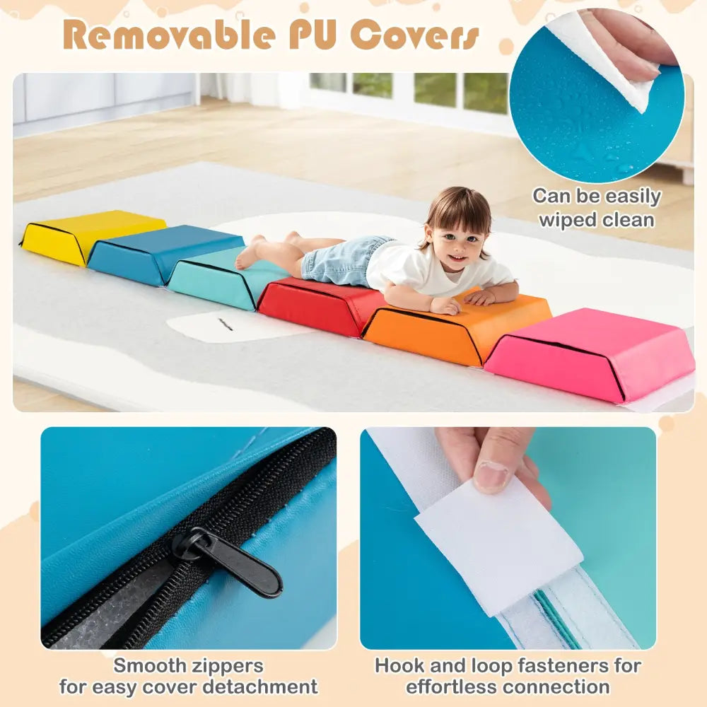 Hexagon Kids Ball Pit Foam Climbing Exercise Mat with Detachable PU Covers-Multicolor - Multicolor - Climbers & Slides