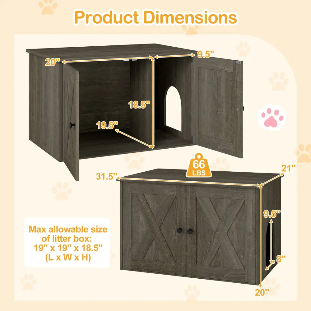 Hidden Cat Litter Box Enclosure Furniture with Divider-Oak - Oak - Cat Houses