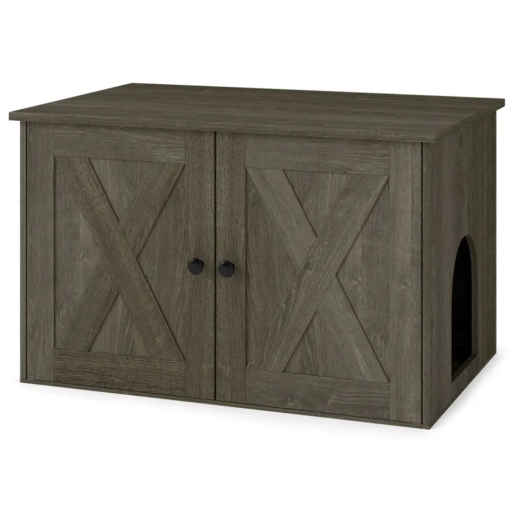 Hidden Cat Litter Box Enclosure Furniture with Divider-Oak - Oak - Cat Houses