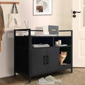 Hidden Cat Washroom with Double Doors and Scratch Cardboard-Black - Black - Cat Houses
