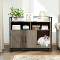 Hidden Cat Washroom with Double Doors and Scratch Cardboard-Oak - Oak - Cat Houses