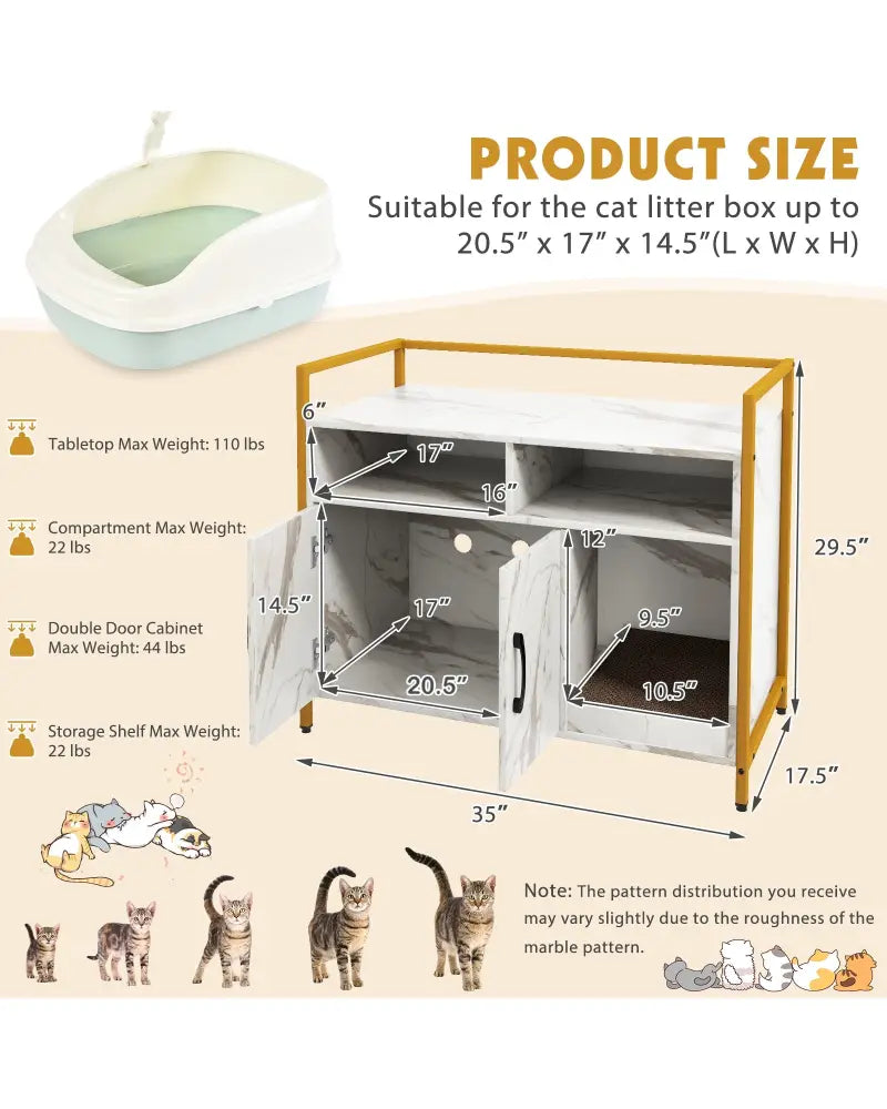 Hidden Cat Washroom with Double Doors and Scratch Cardboard-White - White - Cat Houses