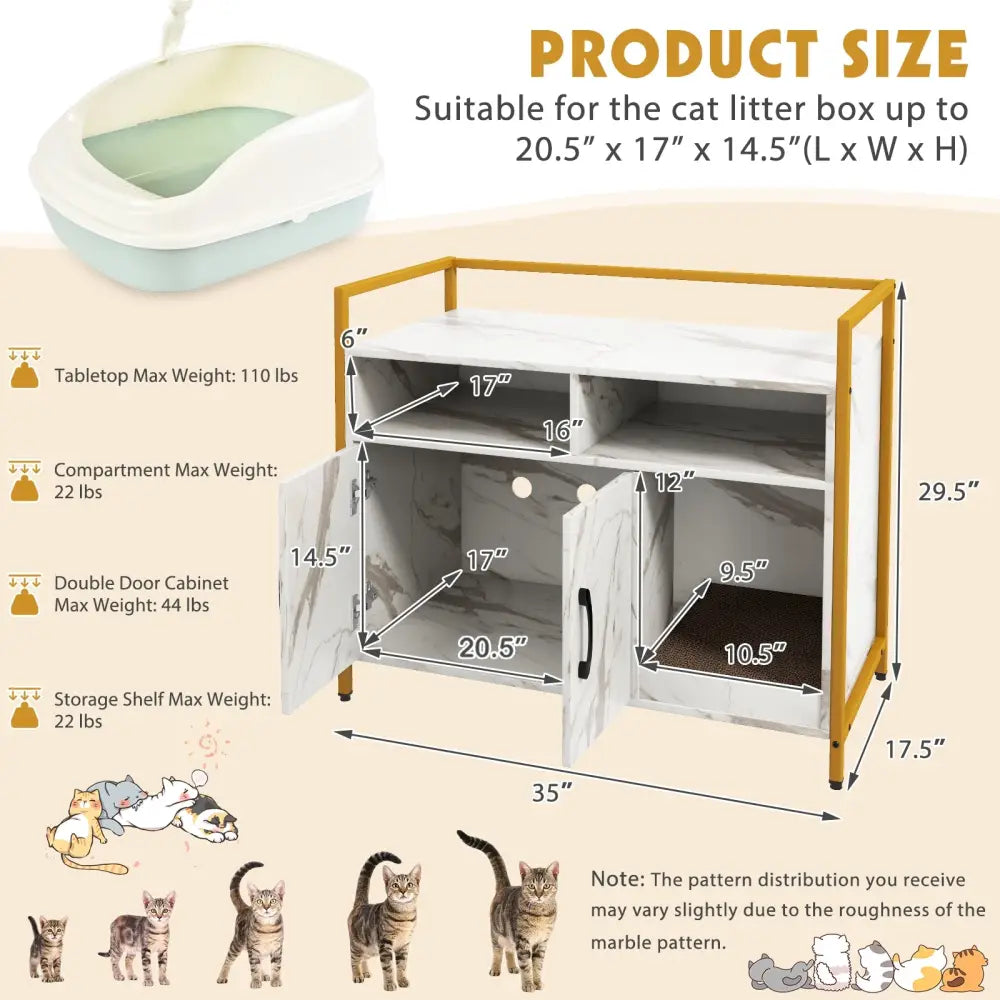 Hidden Cat Washroom with Double Doors and Scratch Cardboard-White - White - Cat Houses