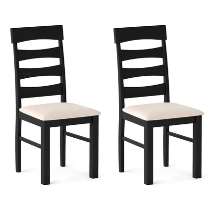 High Back Dining Room Chairs Set of 2 with Padded Seat-Black - Black - Dining Chairs