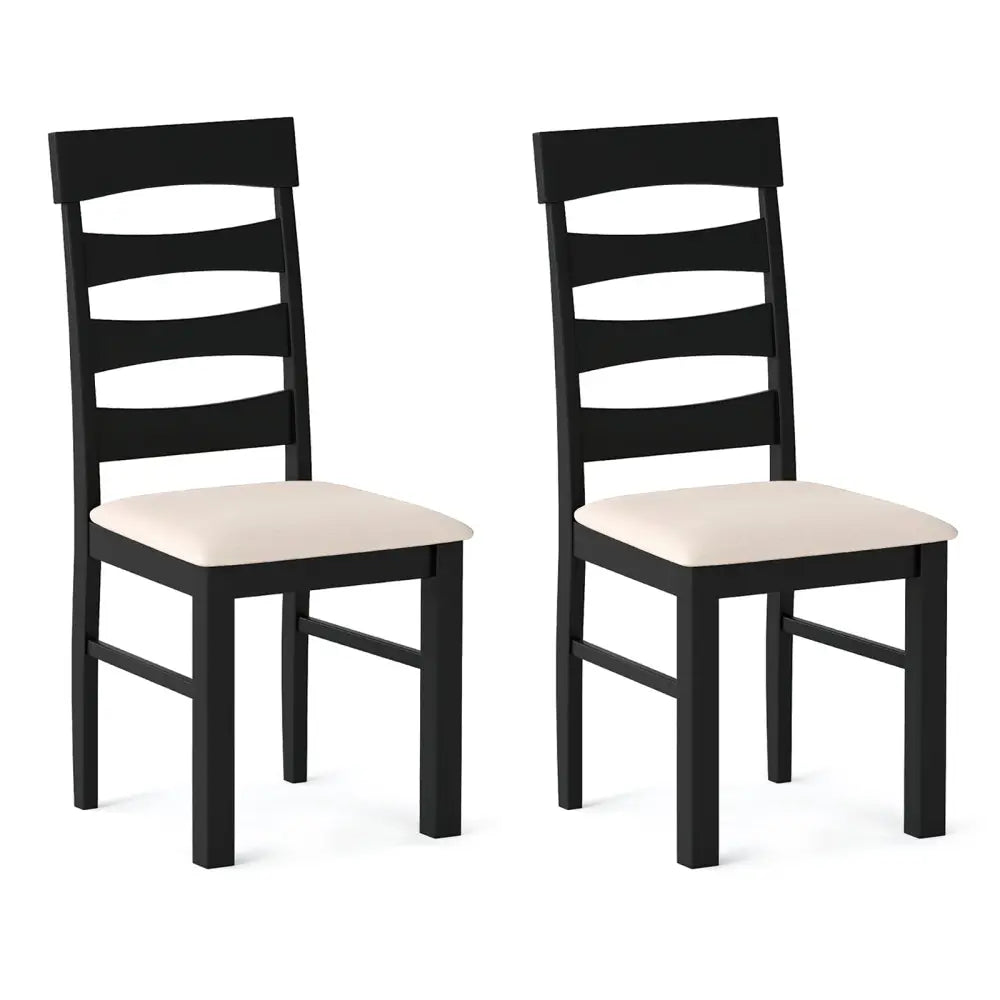 High Back Dining Room Chairs Set of 2 with Padded Seat-Black - Black - Dining Chairs