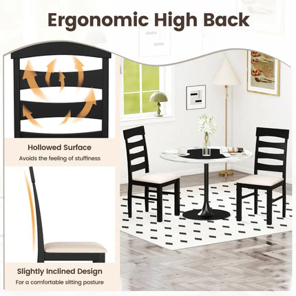 High Back Dining Room Chairs Set of 2 with Padded Seat-Black - Black - Dining Chairs