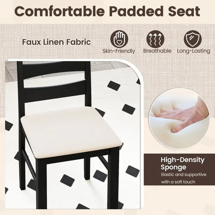 High Back Dining Room Chairs Set of 2 with Padded Seat-Black - Black - Dining Chairs
