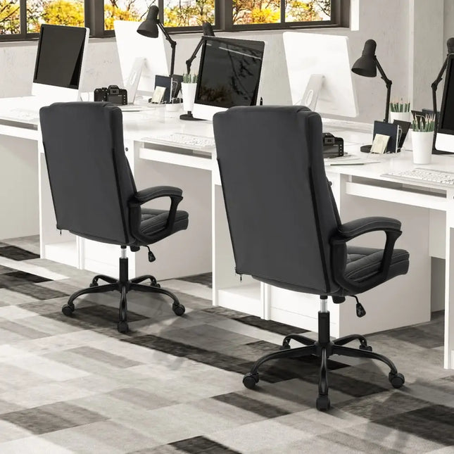High Back Ergonomic Executive Chair with Thick Headrest Cushion-Black - Black - Executive Chairs