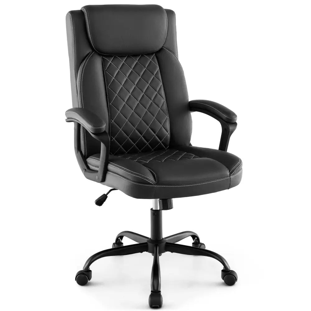High Back Ergonomic Executive Chair with Thick Headrest Cushion-Black - Black - Executive Chairs