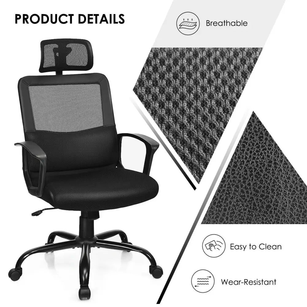 High Back Ergonomic Mesh Office Chair Swivel Chair - Black - Ergonomic Chairs