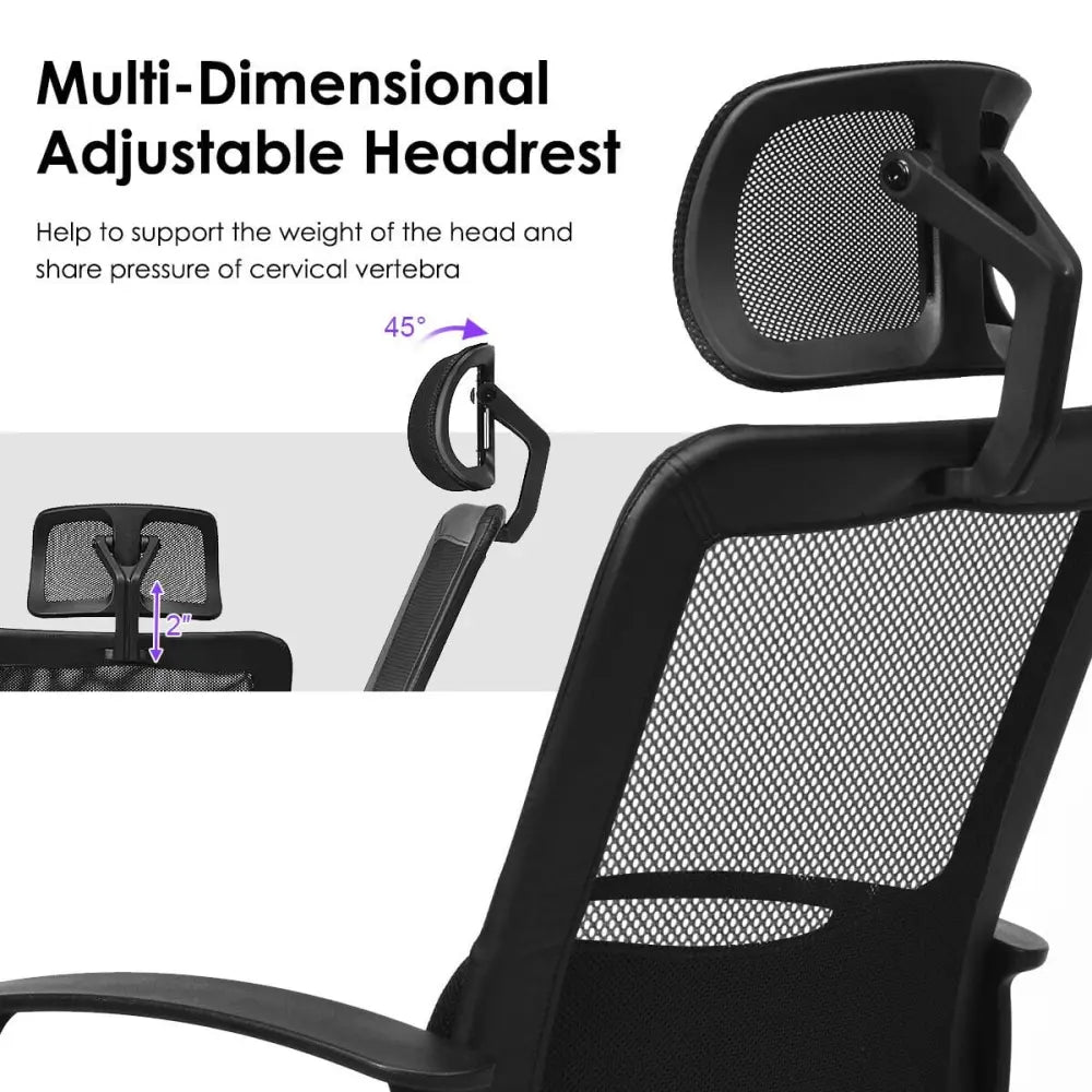 High Back Ergonomic Mesh Office Chair Swivel Chair - Black - Ergonomic Chairs