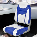 High Back Folding Boat Seats with Blue White Sponge Cushion and Flexible Hinges-Blue - Blue - Swimming