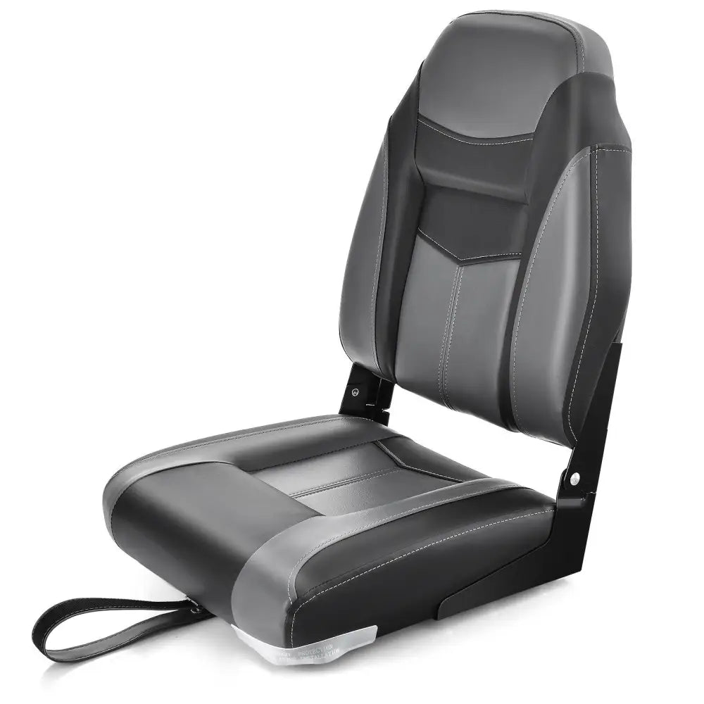 High Back Folding Boat Seats with Sponge Cushion and Flexible Hinges-1 Piece - Black - Water Sports
