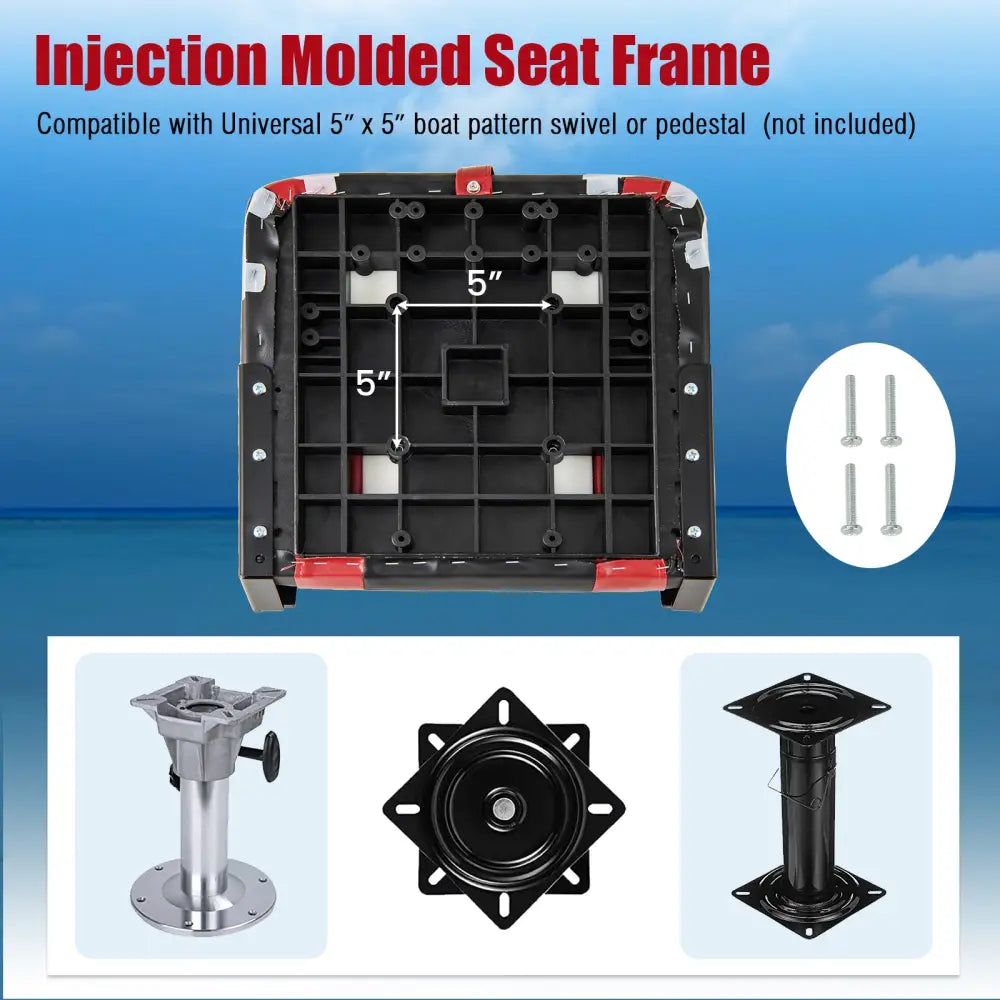 High Back Folding Boat Seats with Sponge Cushions and Flexible Hinges - Red - Swimming