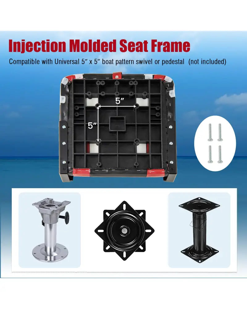 High Back Folding Boat Seats with Sponge Cushions and Flexible Hinges - Red - Swimming