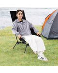 High Back Portable Camping Chair with Compact Carry Bag and Pillow-Black - Black - Camping Furniture