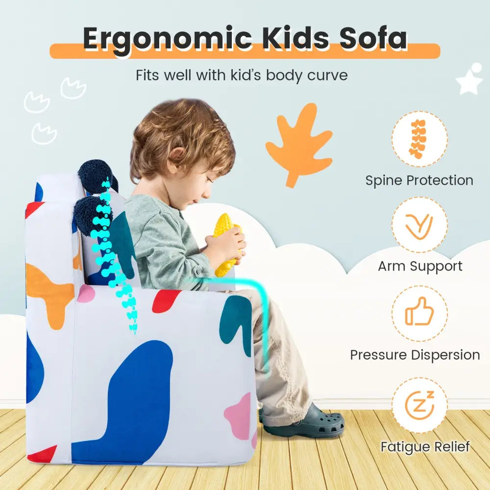 High-density Padding Kids Sofa with Armrest and Extra Pilow-Multicolor - Multicolor - Kids Chairs & Seating