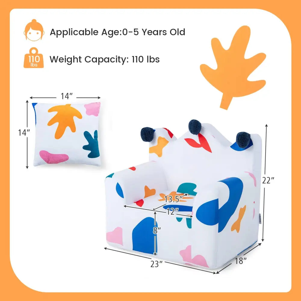 High-density Padding Kids Sofa with Armrest and Extra Pilow-Multicolor - Multicolor - Kids Chairs & Seating