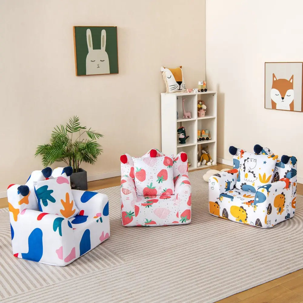 High-density Padding Kids Sofa with Armrest and Extra Pilow-Blue - Blue - Kids Chairs & Seating