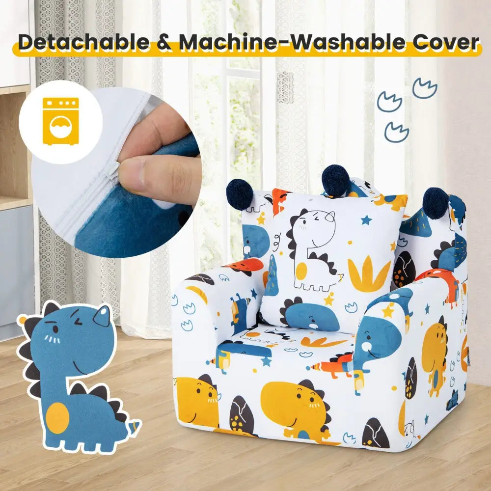 High-density Padding Kids Sofa with Armrest and Extra Pilow-Blue - Blue - Kids Chairs & Seating