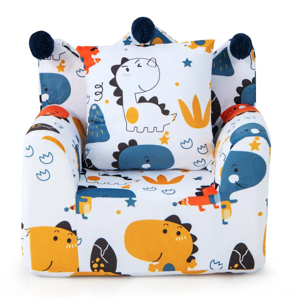 High-density Padding Kids Sofa with Armrest and Extra Pilow-Blue - Blue - Kids Chairs & Seating