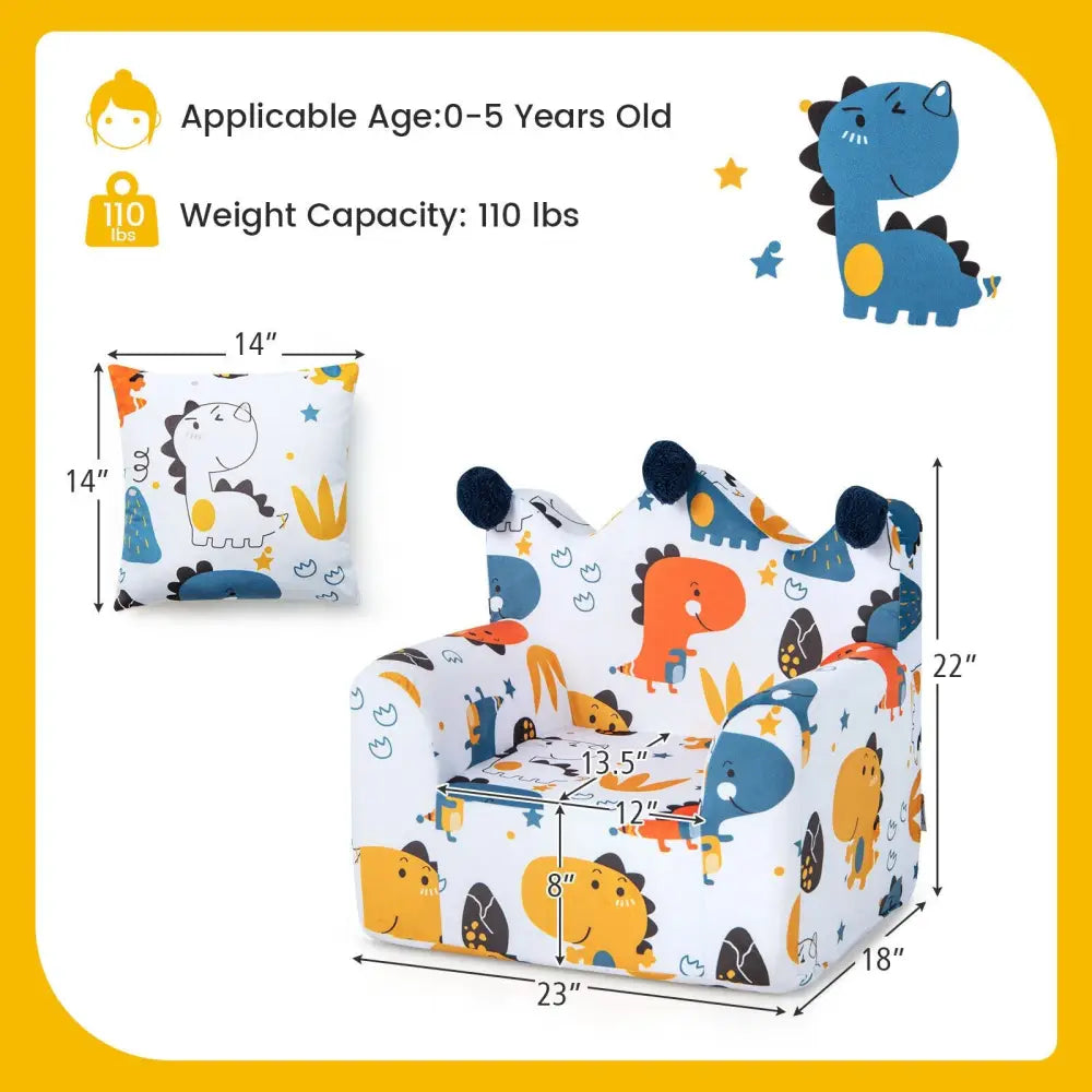High-density Padding Kids Sofa with Armrest and Extra Pilow-Blue - Blue - Kids Chairs & Seating