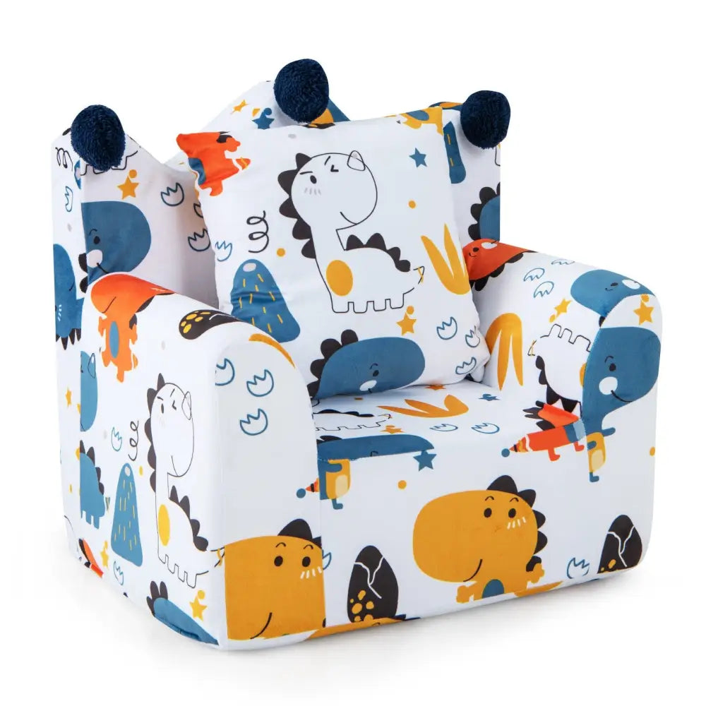 High-density Padding Kids Sofa with Armrest and Extra Pilow-Blue - Blue - Kids Chairs & Seating