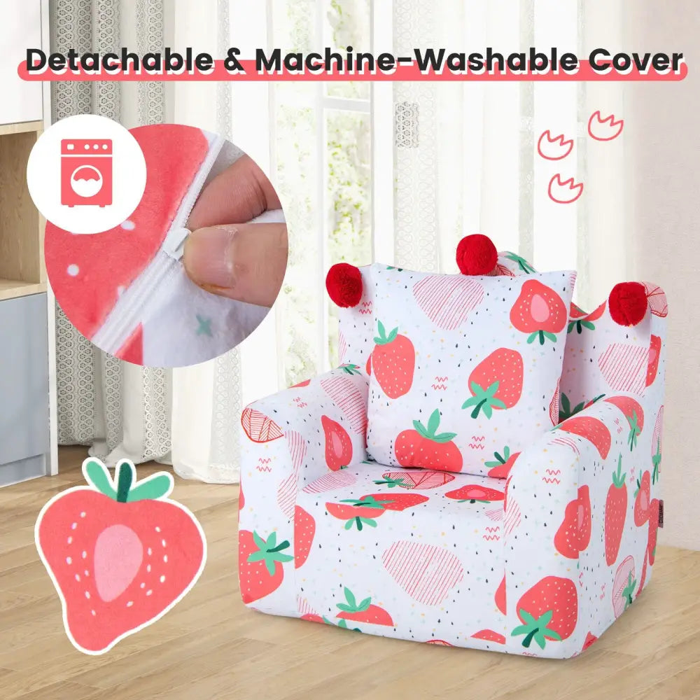 High-density Padding Kids Sofa with Armrest and Extra Pilow-Pink - Pink - Kids Chairs & Seating