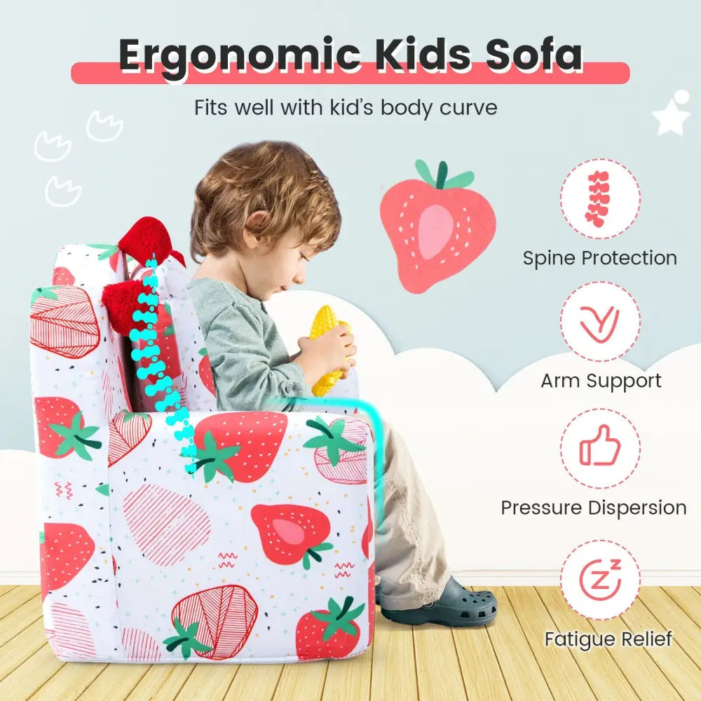 High-density Padding Kids Sofa with Armrest and Extra Pilow-Pink - Pink - Kids Chairs & Seating
