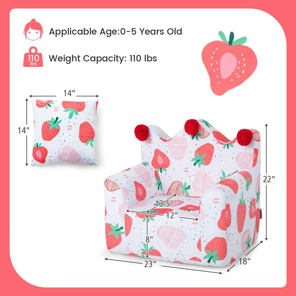 High-density Padding Kids Sofa with Armrest and Extra Pilow-Pink - Pink - Kids Chairs & Seating
