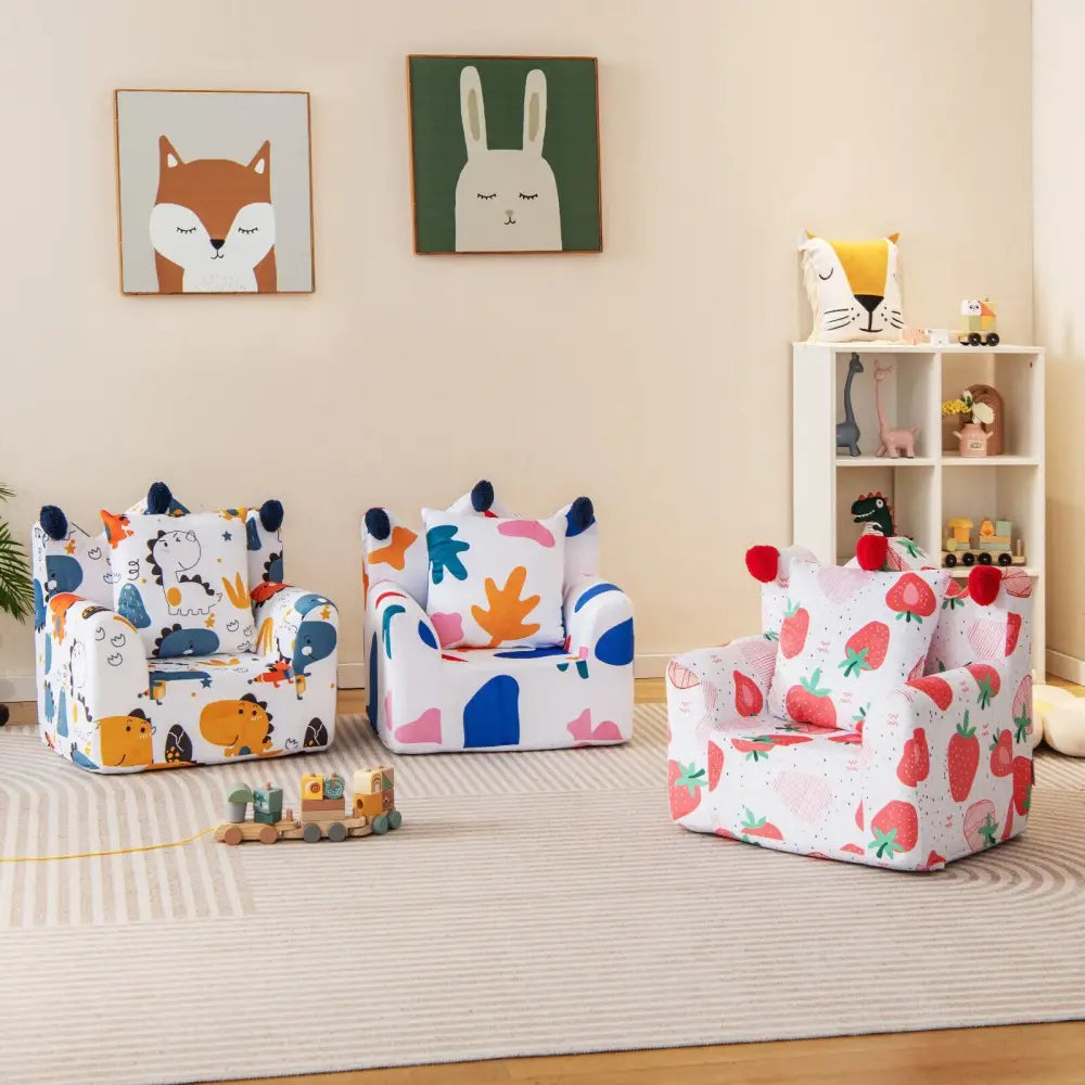 High-density Padding Kids Sofa with Armrest and Extra Pilow-Pink - Pink - Kids Chairs & Seating