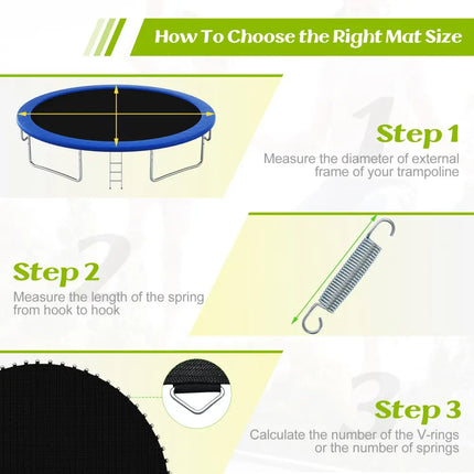 High-Elastic PP Replacement Jumping Mat-16 Feet - Black - Trampoline Accessories