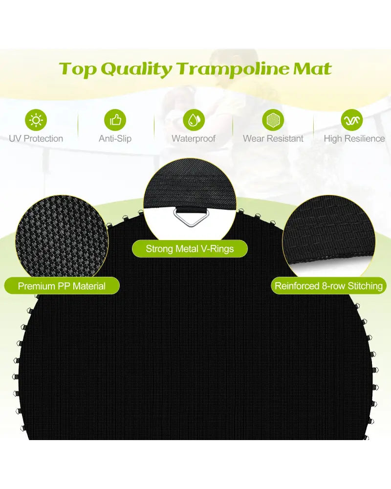 High-Elastic PP Replacement Jumping Mat-16 Feet - Black - Trampoline Accessories