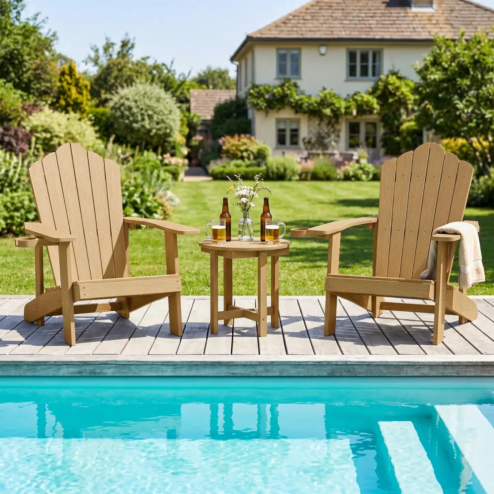 HIPS Adirondack Side Table with Weather-Resistant and Waterproof Top-Coffee - Coffee - Patio Coffee Tables