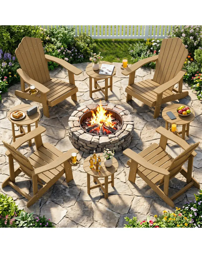 HIPS Adirondack Side Table with Weather-Resistant and Waterproof Top-Coffee - Coffee - Patio Coffee Tables