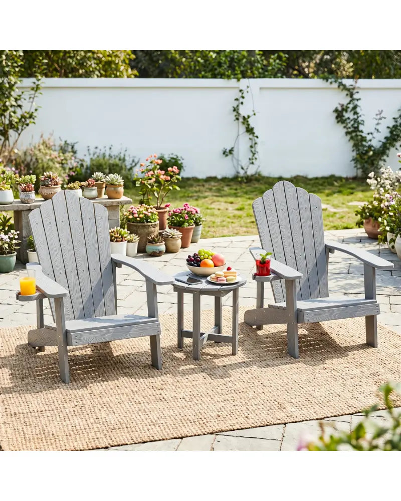 HIPS Adirondack Side Table with Weather-Resistant and Waterproof Top-Gray - Gray - Patio Coffee Tables