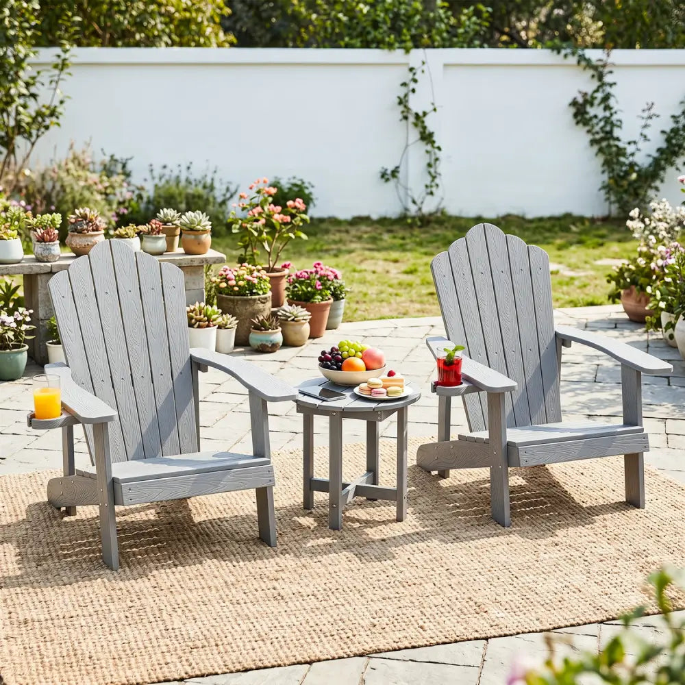 HIPS Adirondack Side Table with Weather-Resistant and Waterproof Top-Gray - Gray - Patio Coffee Tables