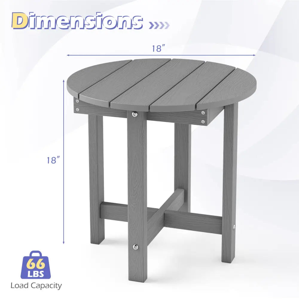 HIPS Adirondack Side Table with Weather-Resistant and Waterproof Top-Gray - Gray - Patio Coffee Tables