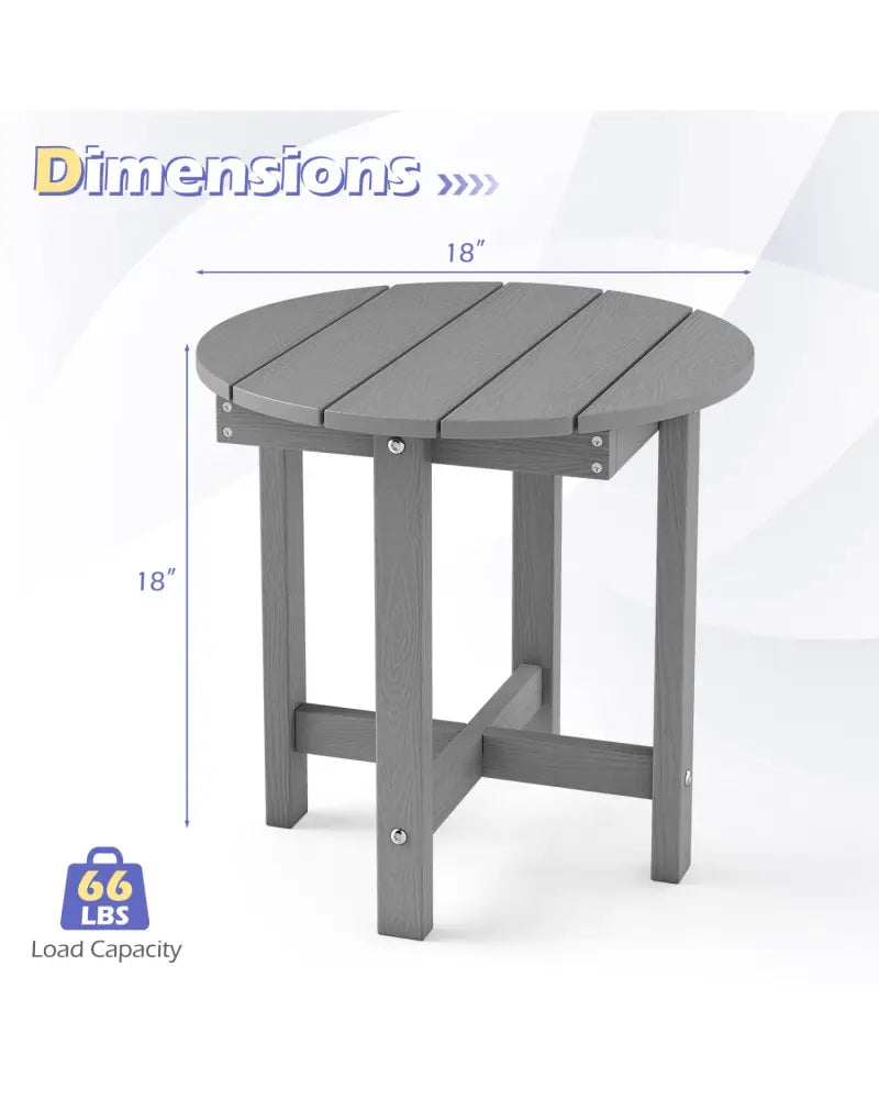 HIPS Adirondack Side Table with Weather-Resistant and Waterproof Top-Gray - Gray - Patio Coffee Tables