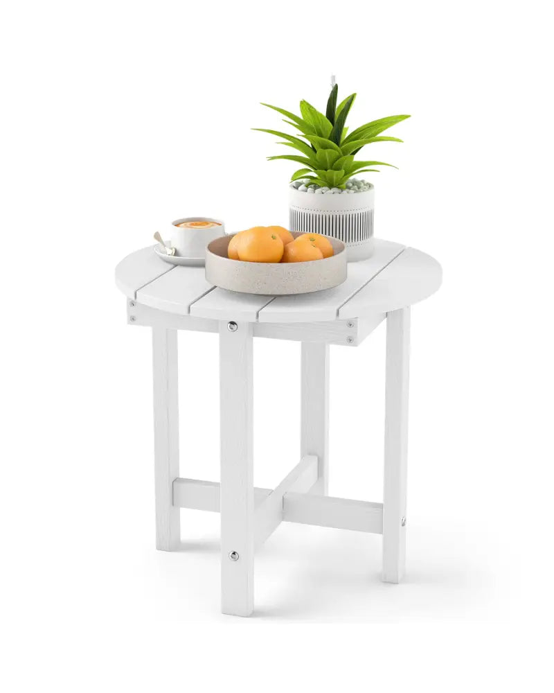 HIPS Adirondack Side Table with Weather-Resistant and Waterproof Top-White - White - Patio Coffee Tables