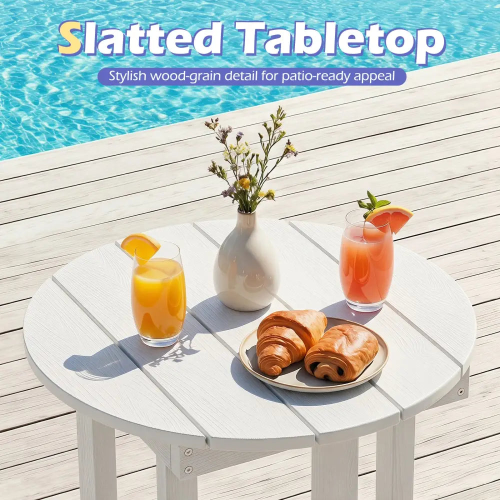 HIPS Adirondack Side Table with Weather-Resistant and Waterproof Top-White - White - Patio Coffee Tables
