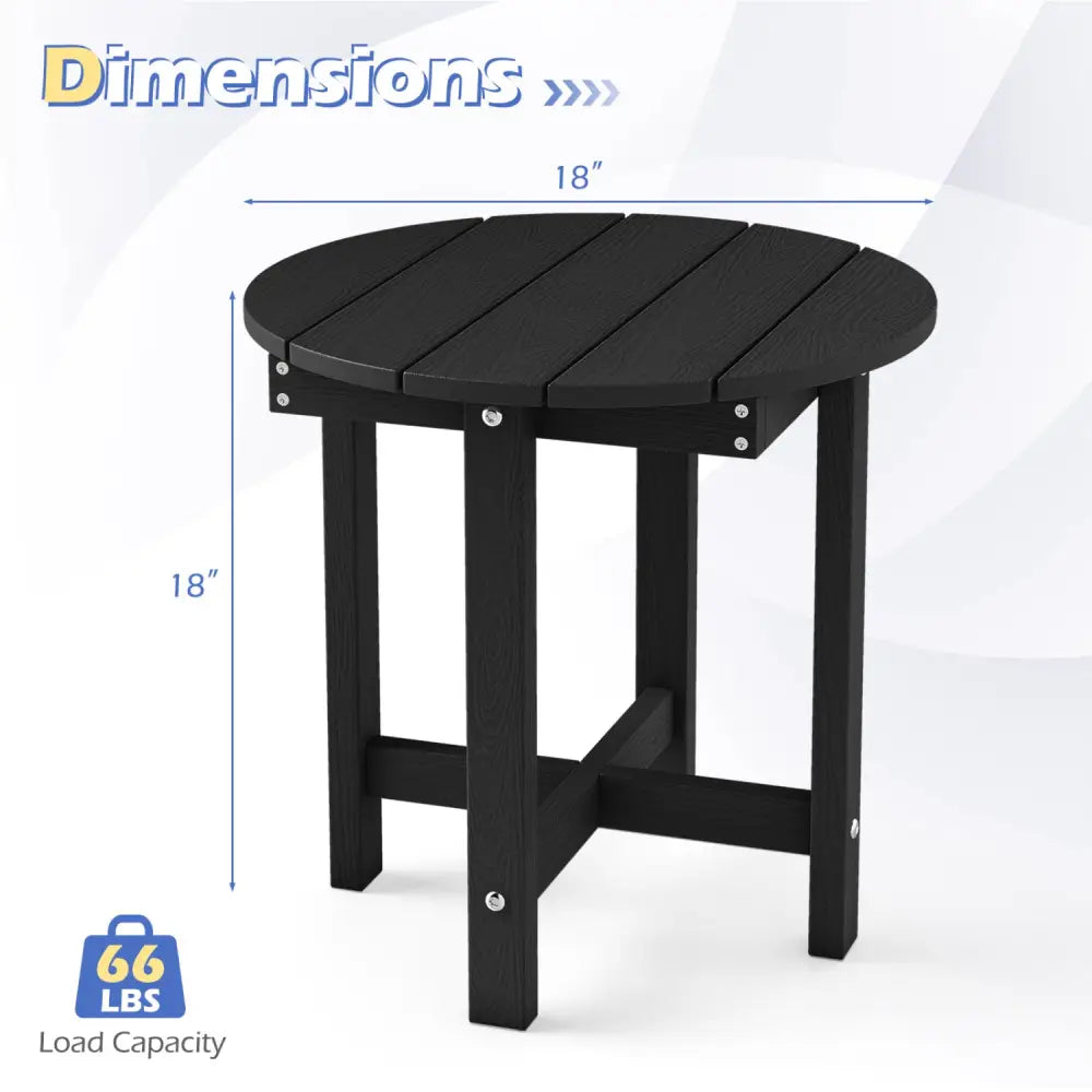 HIPS Adirondack Side Table with Weather-Resistant and Waterproof Top-Black - Black - Patio Coffee Tables