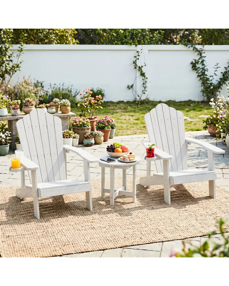 HIPS Adirondack Side Table with Weather-Resistant and Waterproof Top-White - White - Patio Coffee Tables