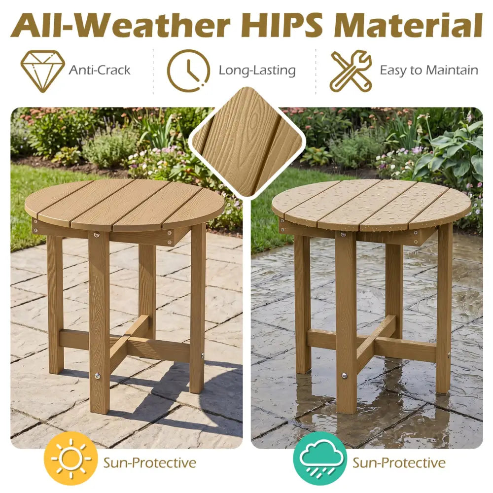 HIPS Adirondack Side Table with Weather-Resistant and Waterproof Top-Coffee - Coffee - Patio Coffee Tables