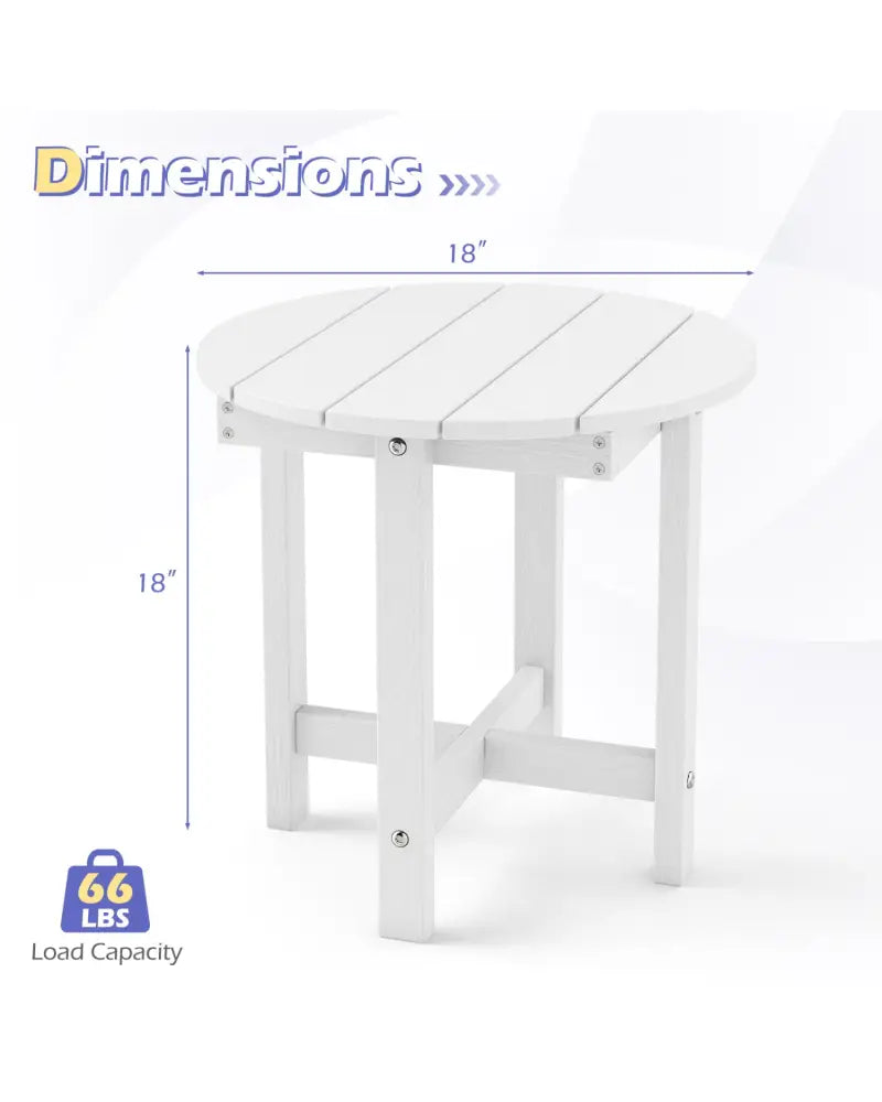 HIPS Adirondack Side Table with Weather-Resistant and Waterproof Top-White - White - Patio Coffee Tables
