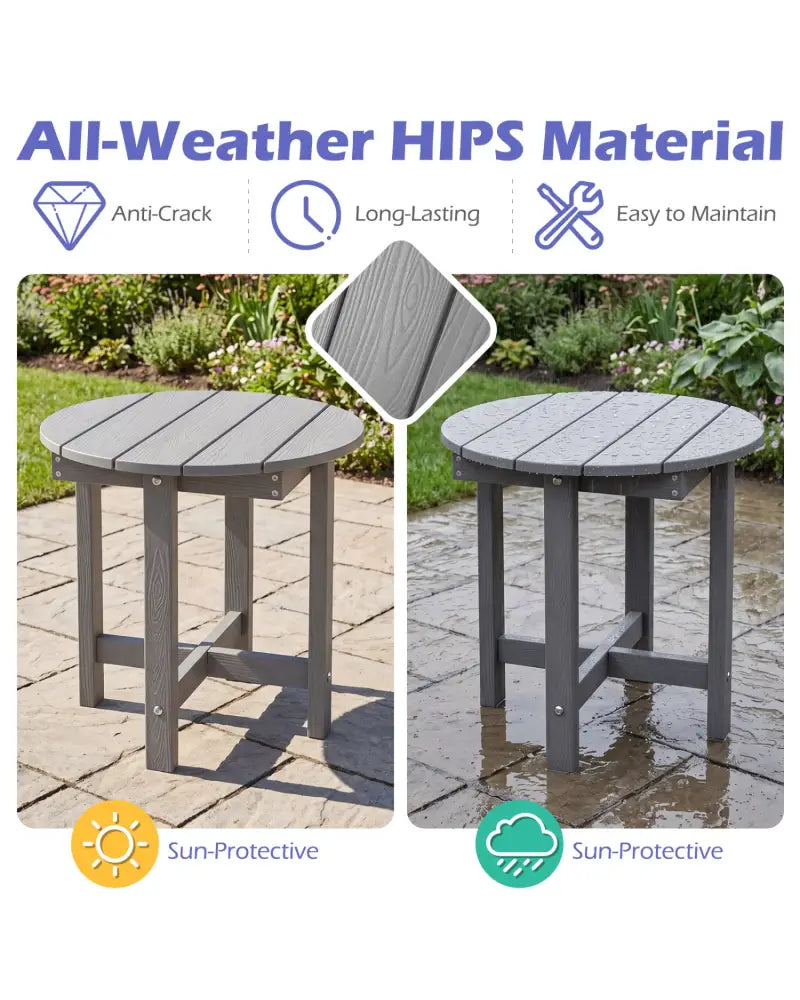 HIPS Adirondack Side Table with Weather-Resistant and Waterproof Top-Gray - Gray - Patio Coffee Tables